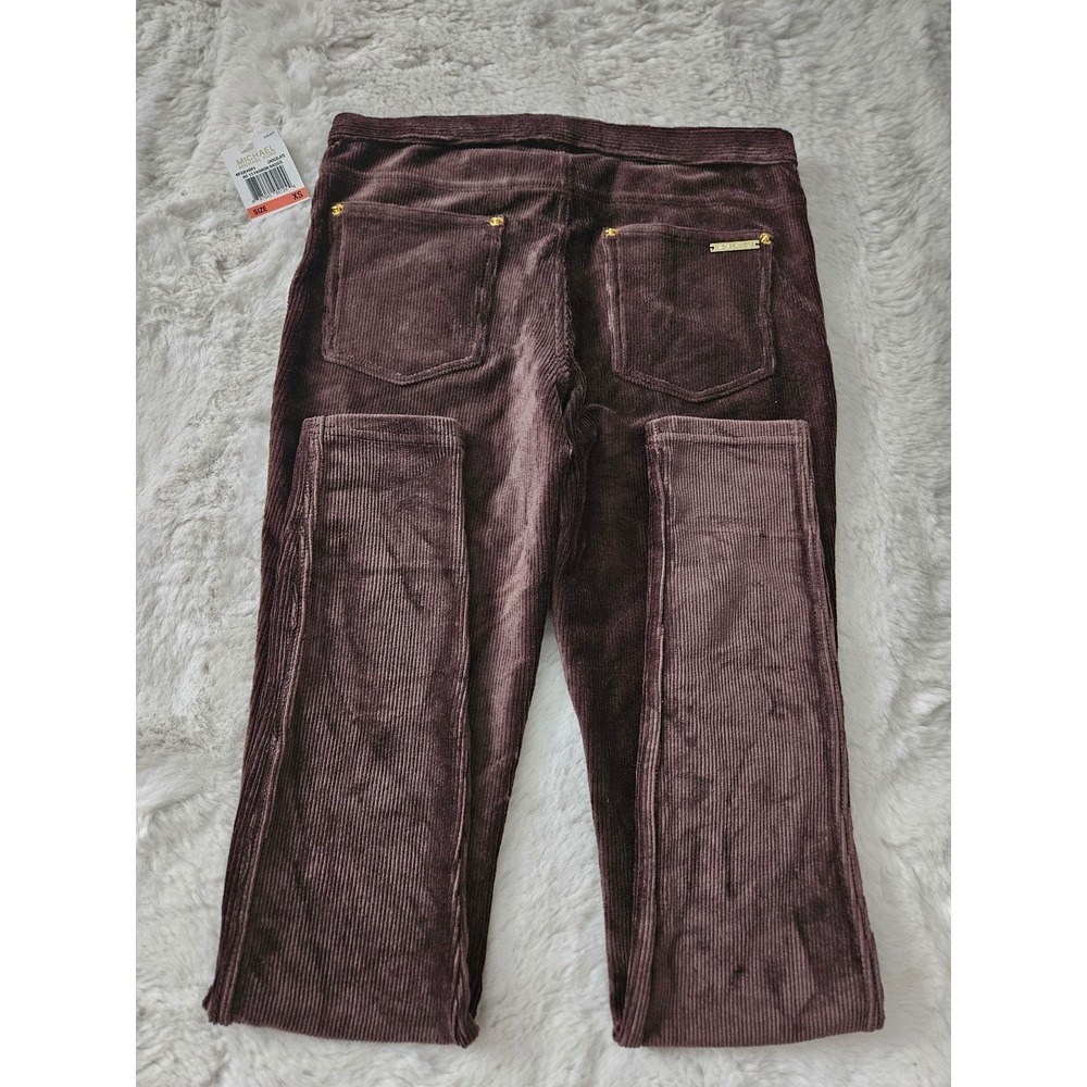 NWT Michael Kors Chocolate Brown Corduroy Pants XS‎ Skinny Leg Grandmacore